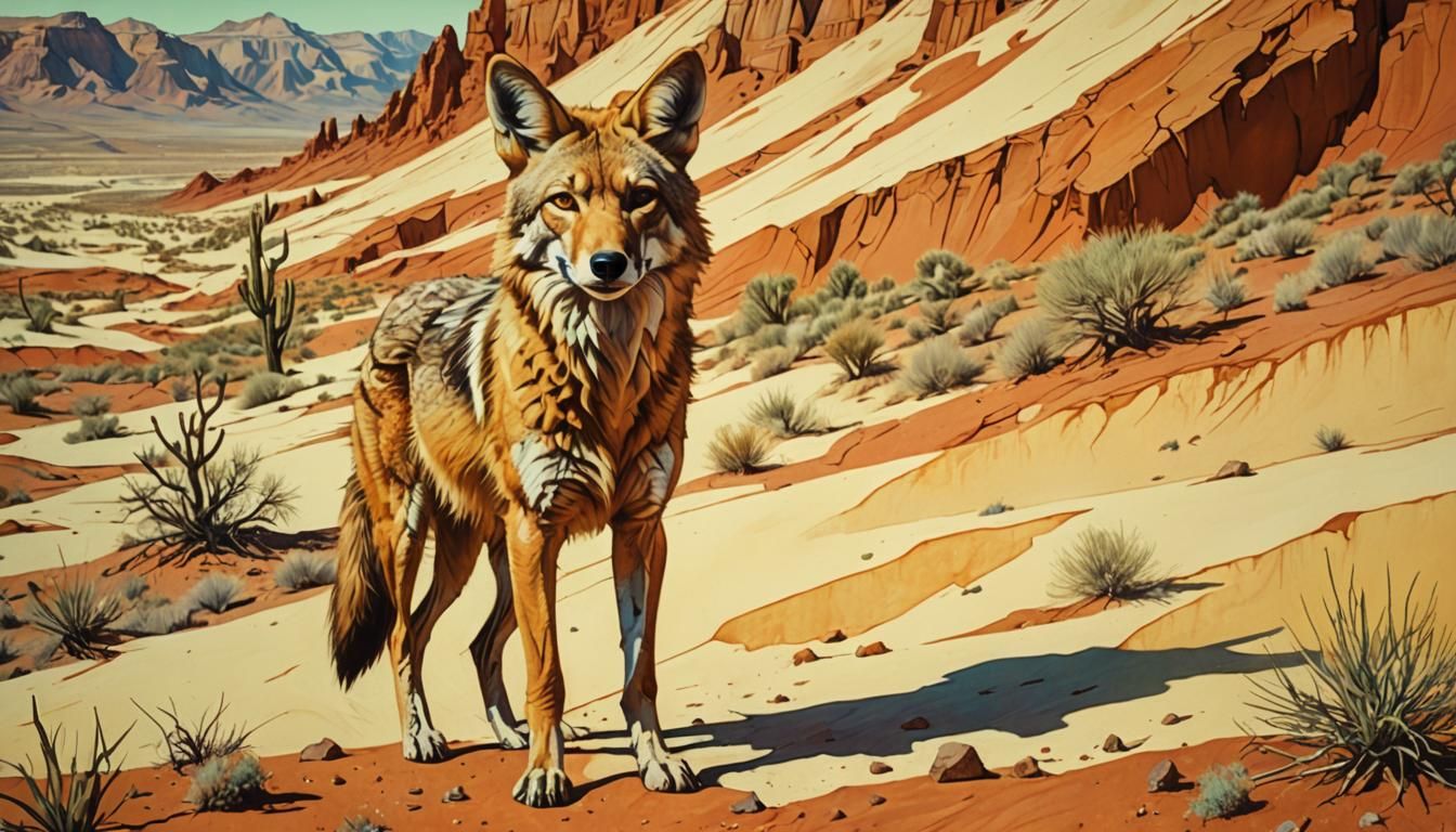 Coyote in Surreal Arizona Desert Art