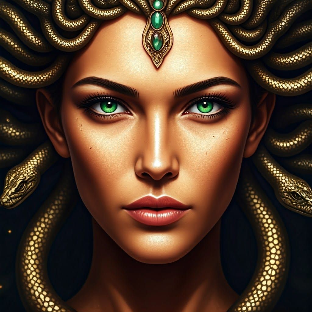 Hyper-Realistic Goddess Medusa in Pre-Raphaelite Style