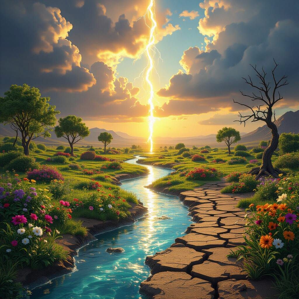 Jannah and Wasteland: A Split-Scene Rendering