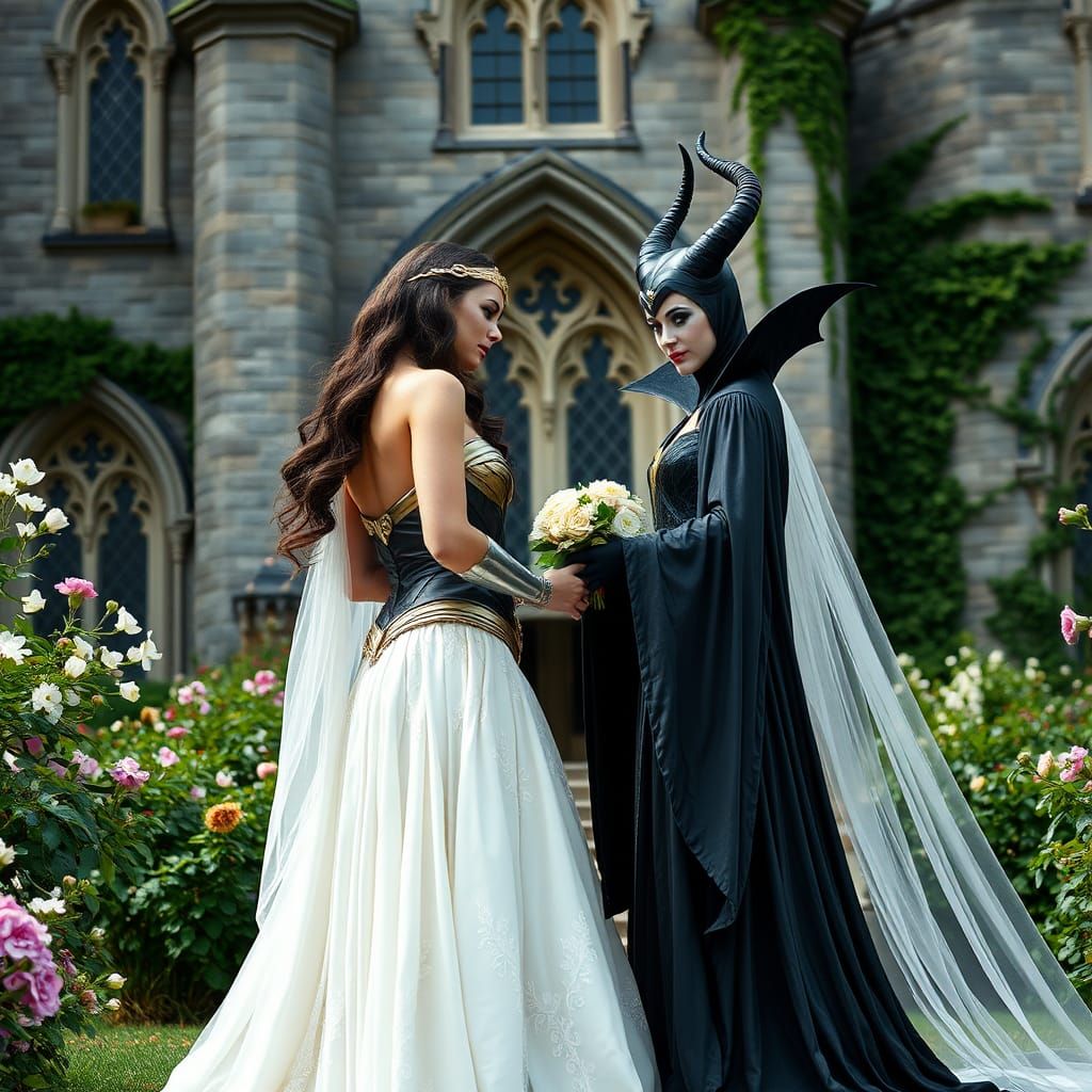 Wonder Woman and Maleficent's Wedding, Pre-Raphaelite Style