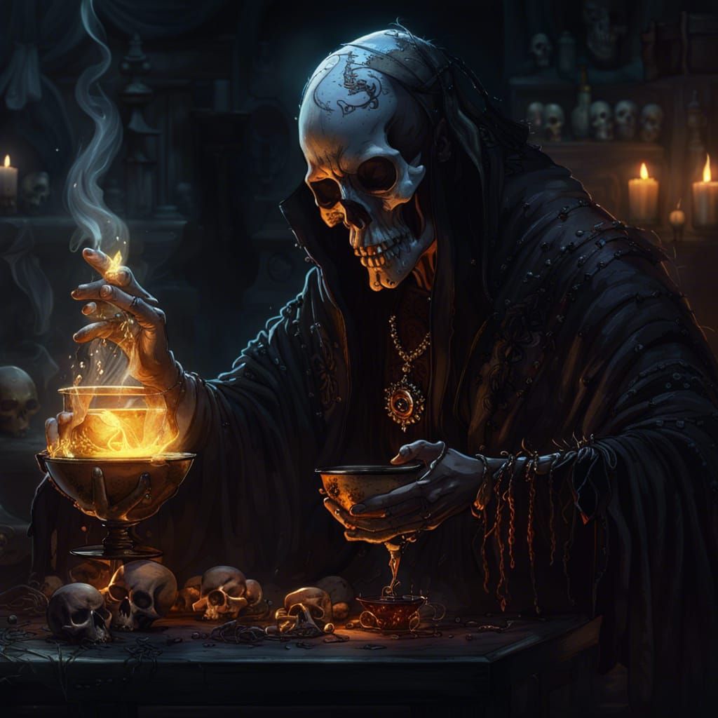 Necromancer's Potion: Dark Fantasy Concept Art