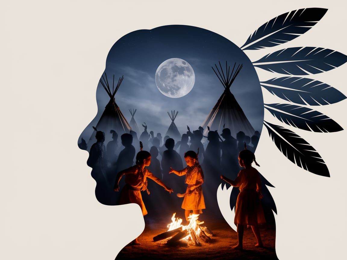 Whimsical Red Warrior Silhouette in Dreamcore Aesthetic