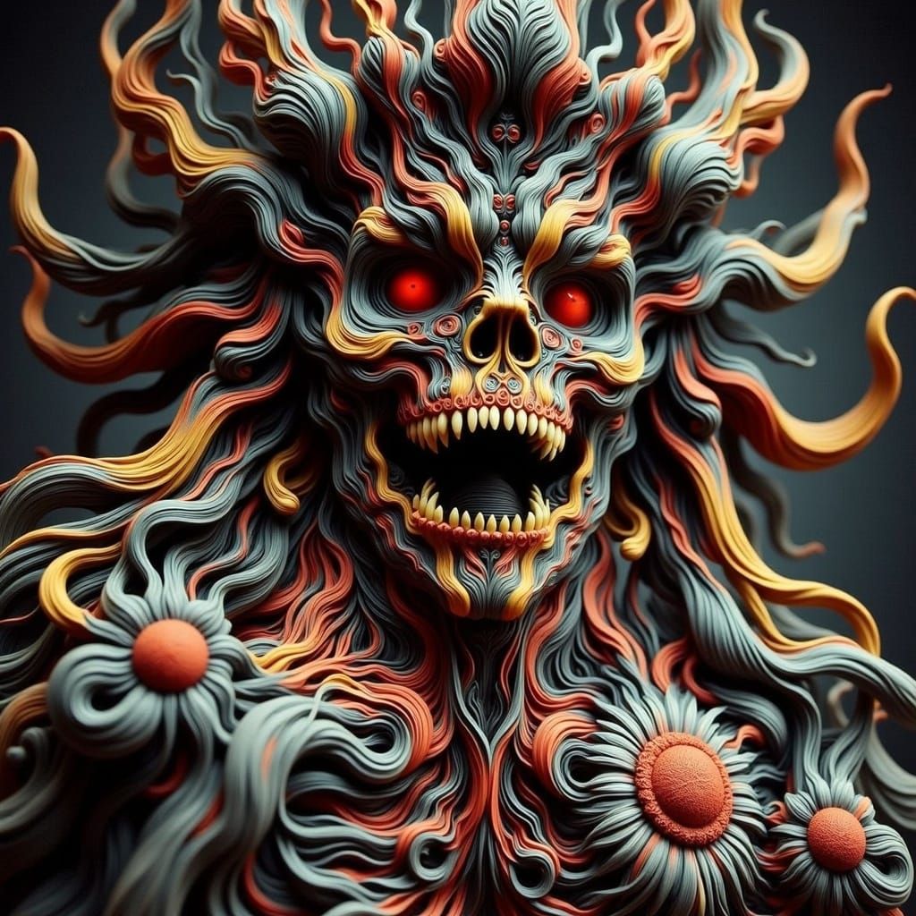 Haunting Polychrome Banshee in Futuristic Style