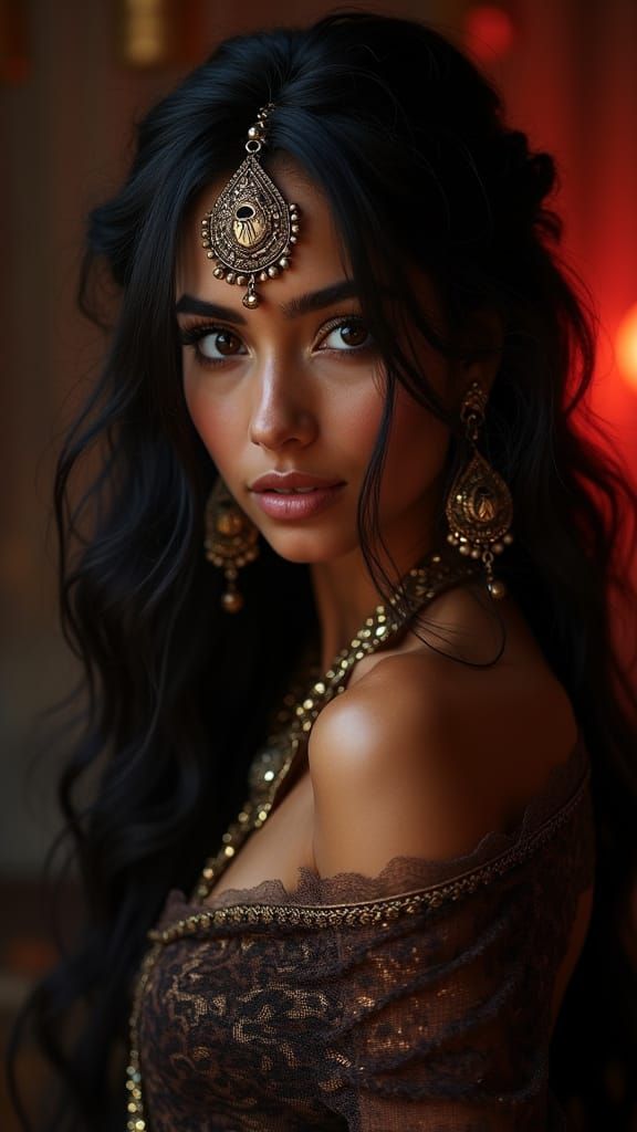 Mysterious Woman with Middle Eastern Jewelry