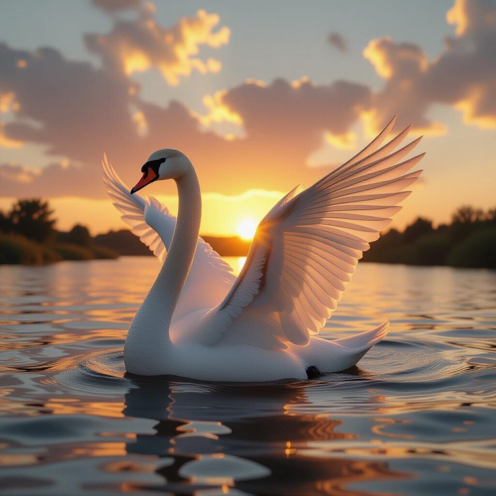 Crystal Swan at Sunset