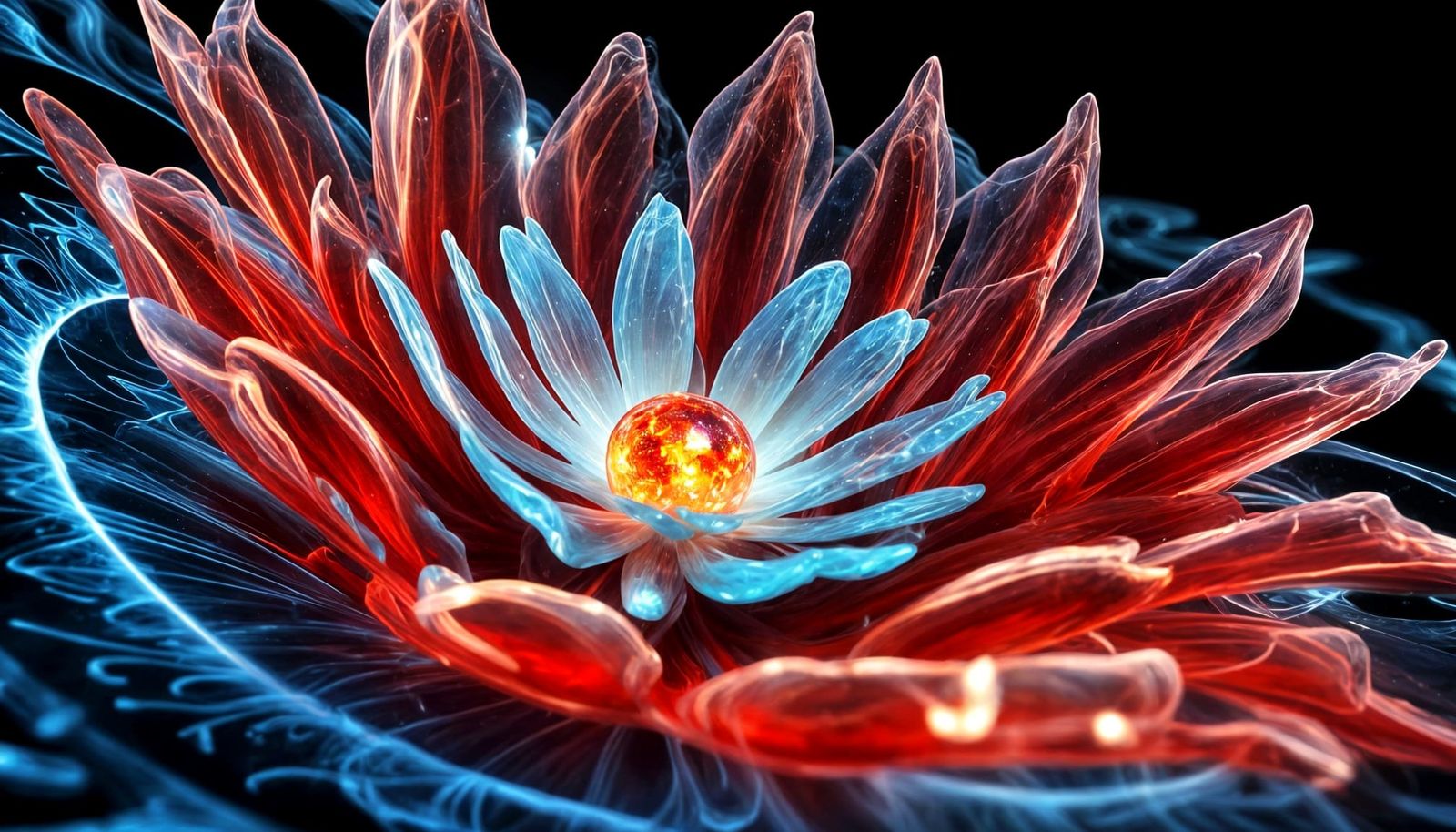 Surreal Iridescent Flower Blossoms with Yin and Yang Balance