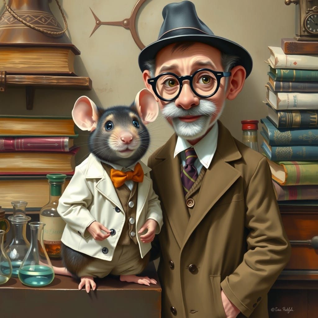 Charming Lab Rats in Nostalgic Laboratory Setting