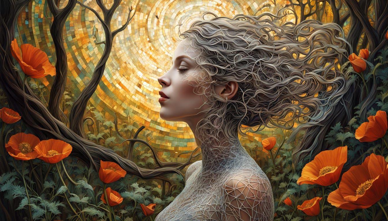 Woman of Strings Kissing a Garden: Eco-Art