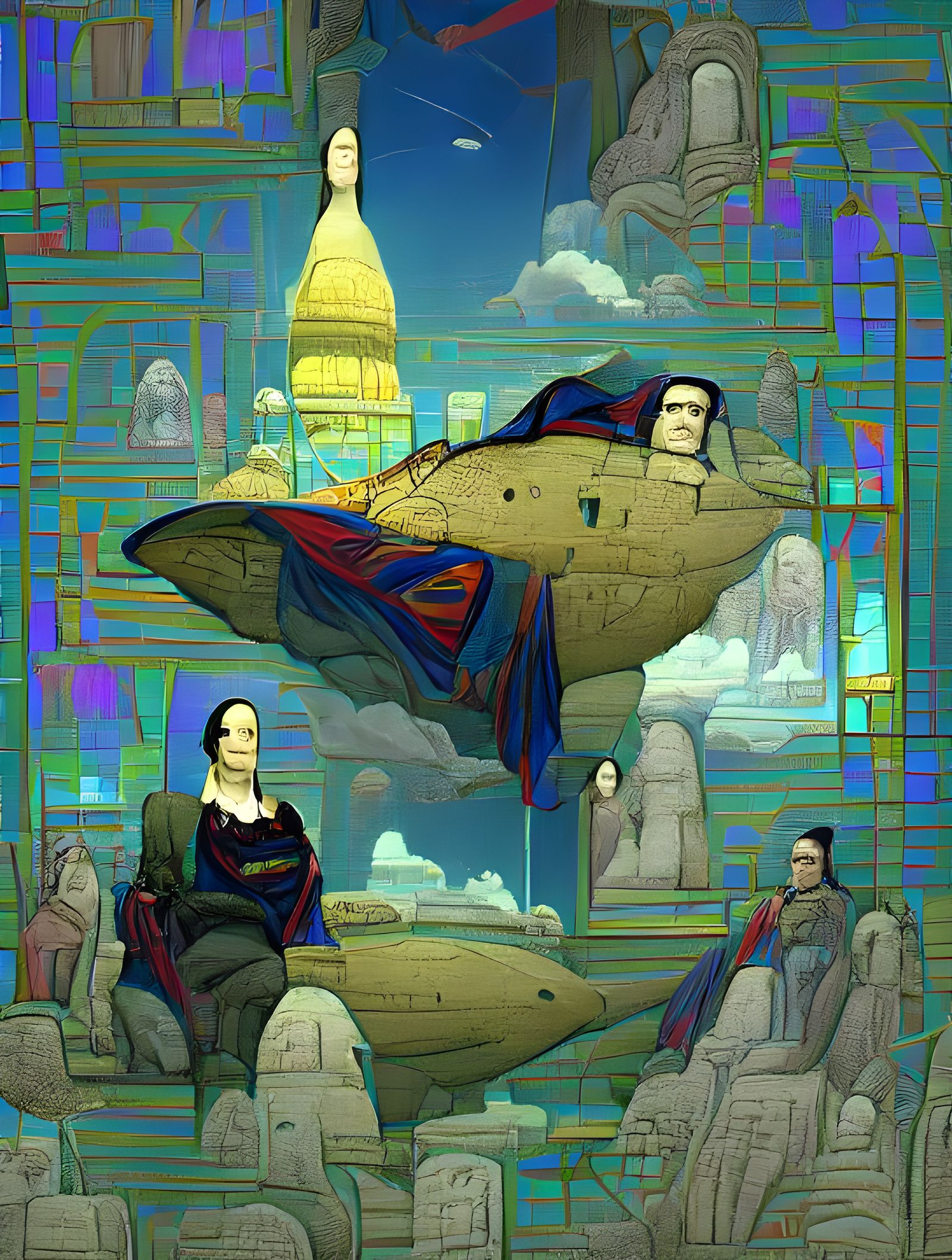 Gothic Art Deco Superman as Mona Lisa
