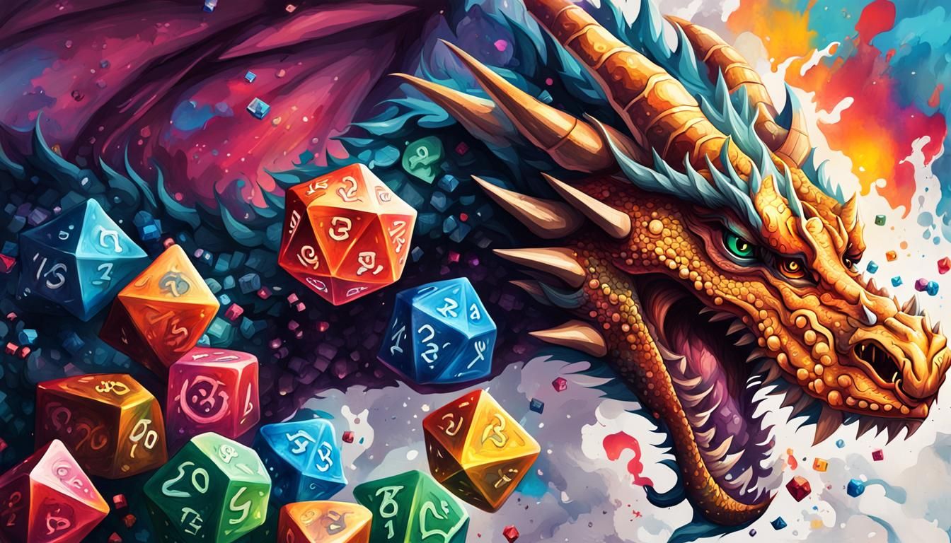 Astral Dragon D20 Dice Graffiti Art