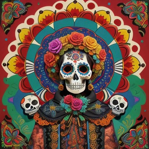 Day of the Dead Skeleton in Mexican Folk Art