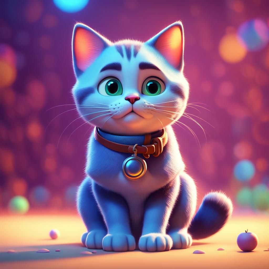 Adorable Cat in Pixar-Inspired 3D Art