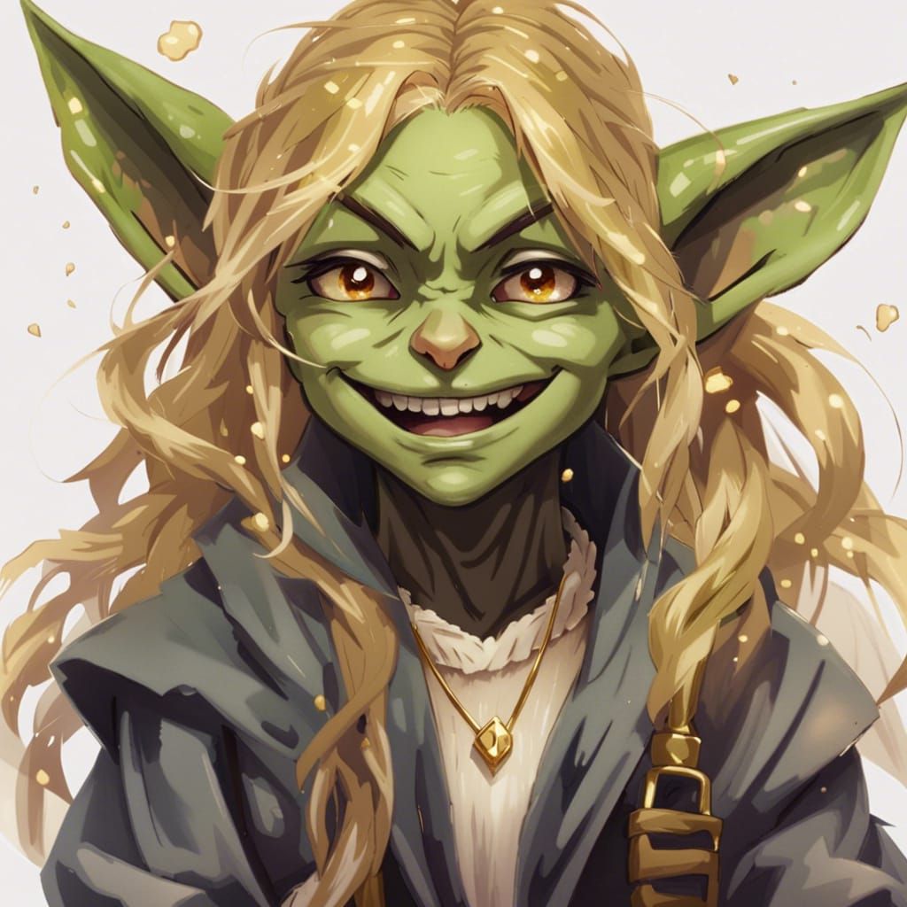 Cute Female Goblin Portrait in Anime Style