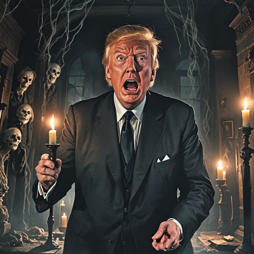 Trump Bio-Exorcist in Tim Burton Horror Style