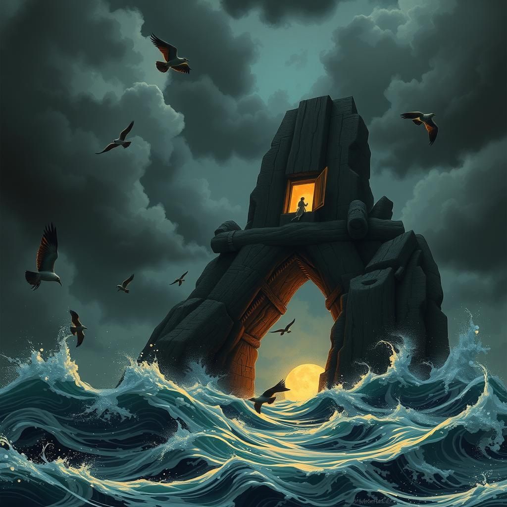 Monumental Noah's Ark Amidst Raging Storm