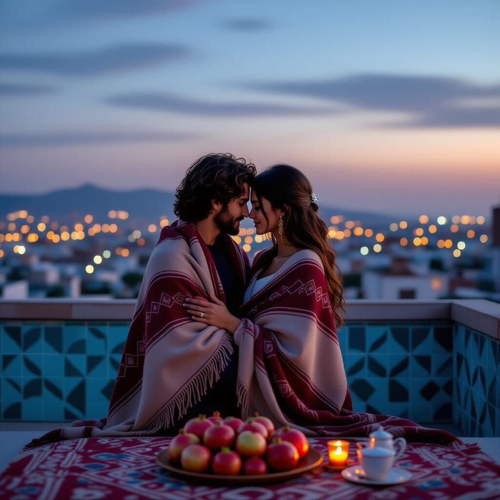 Romantic Rooftop Rendezvous at Twilight