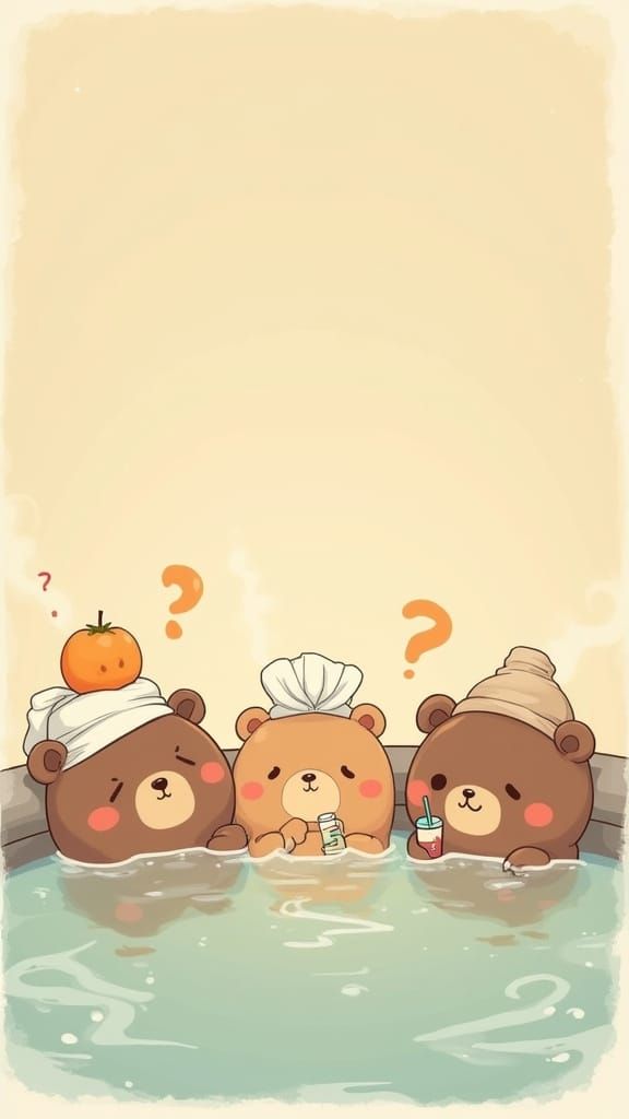 Surreal Cartoon Bears Enjoy Soothing Hot Spring in Whimsical...