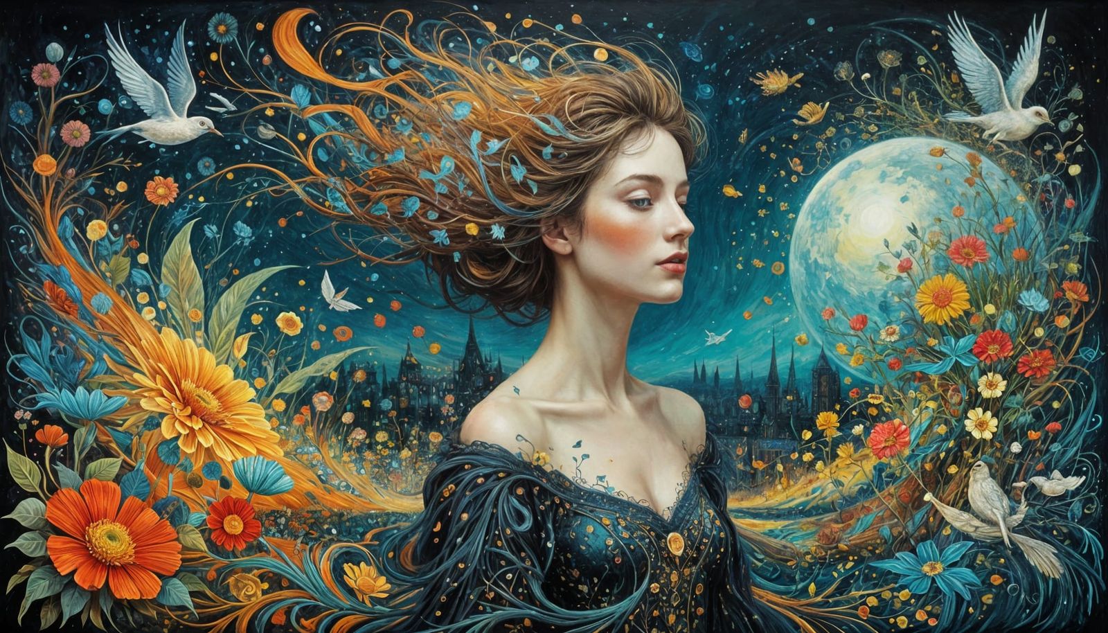 Vibrant Surrealist Pop Art in Kaleidoscopic Oil on Textured ...