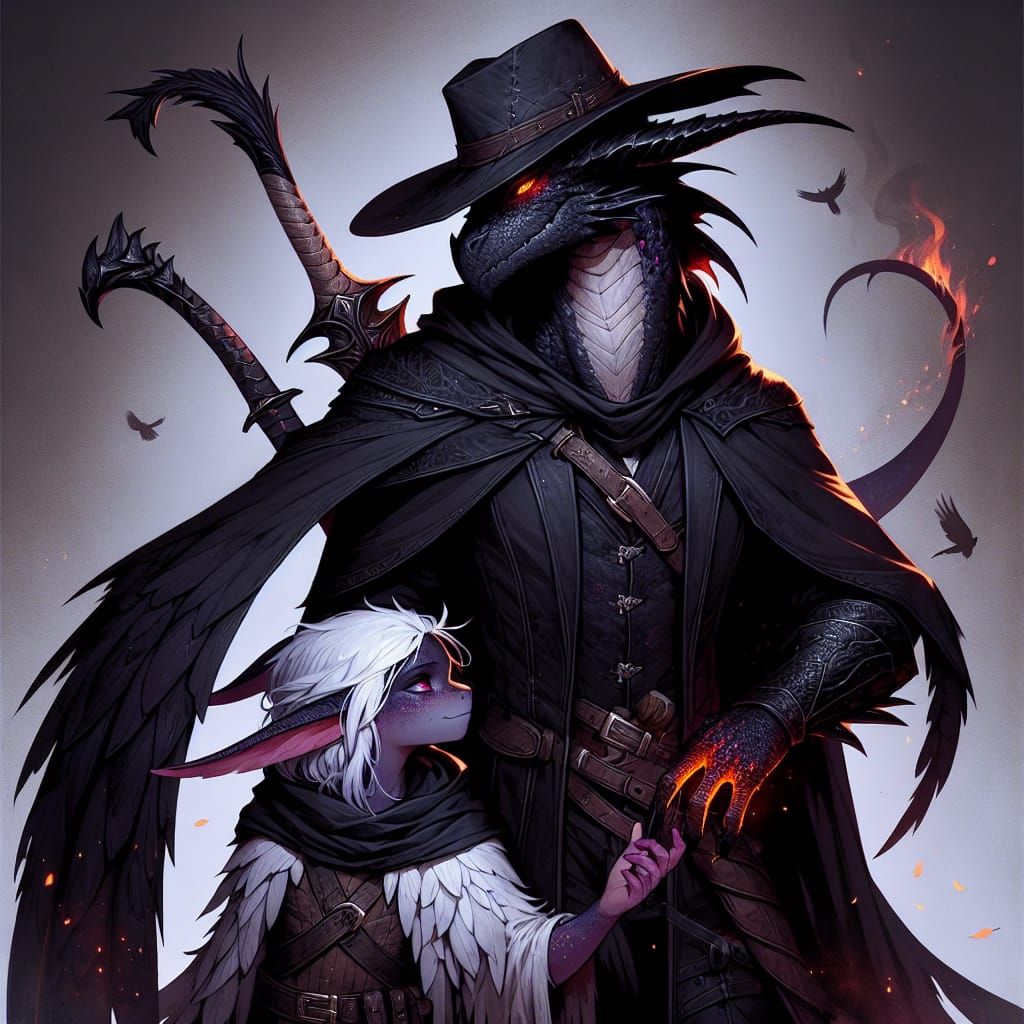 Dark Fantasy Dragonborn and Aarakocra Duo