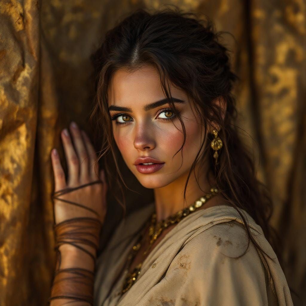 Desert Woman Portrait in Golden Hour Lighting