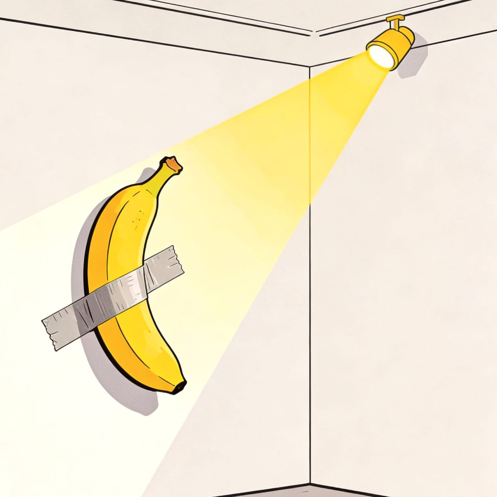 Minimalist Banana Taped to Gallery Wall