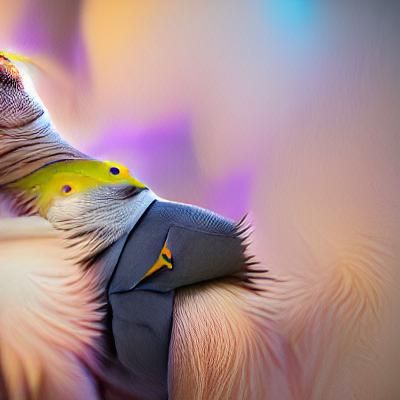 Cockatiel in Business Suit: Detailed Digital Painting