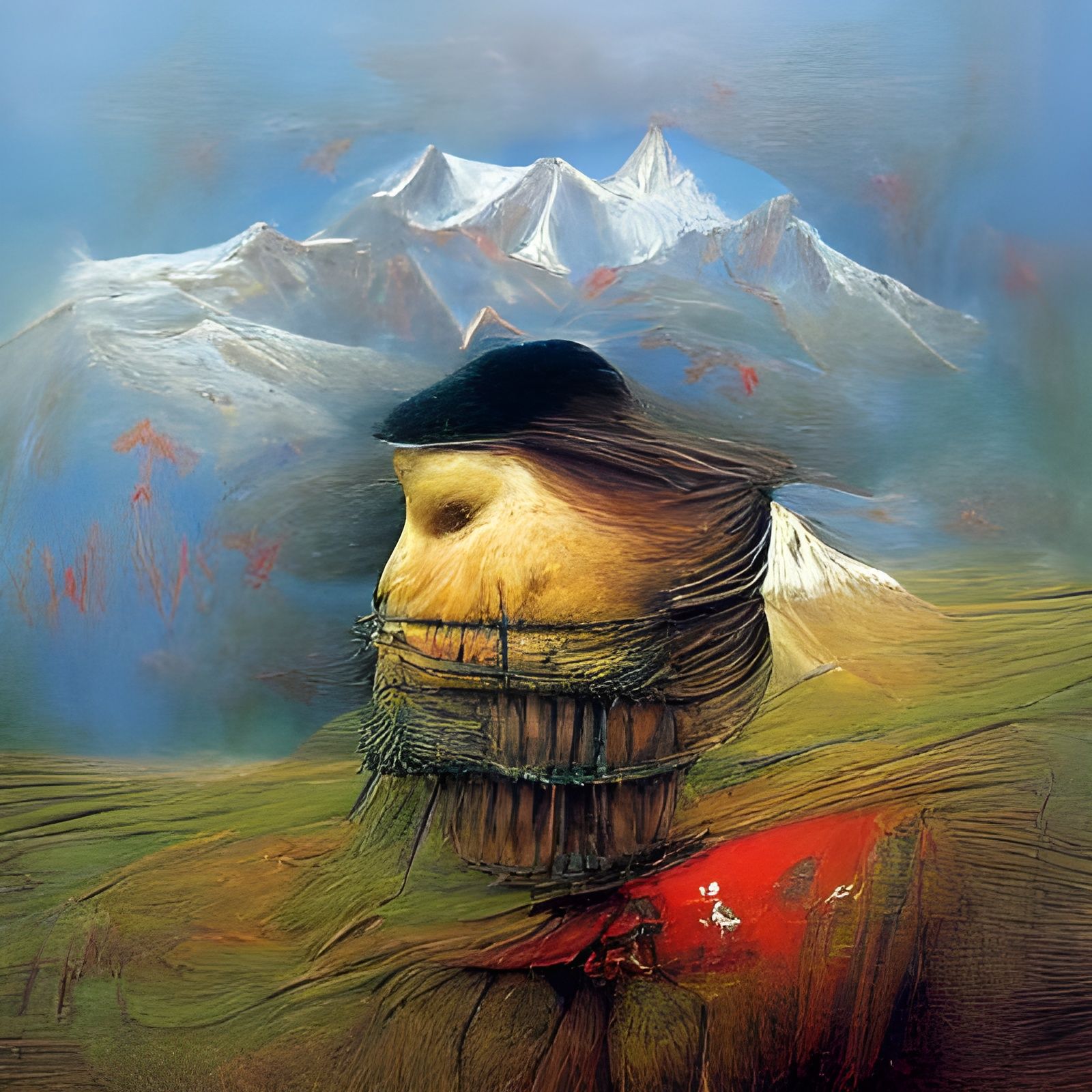 Beksinski-Style Portrait of Swiss Alps
