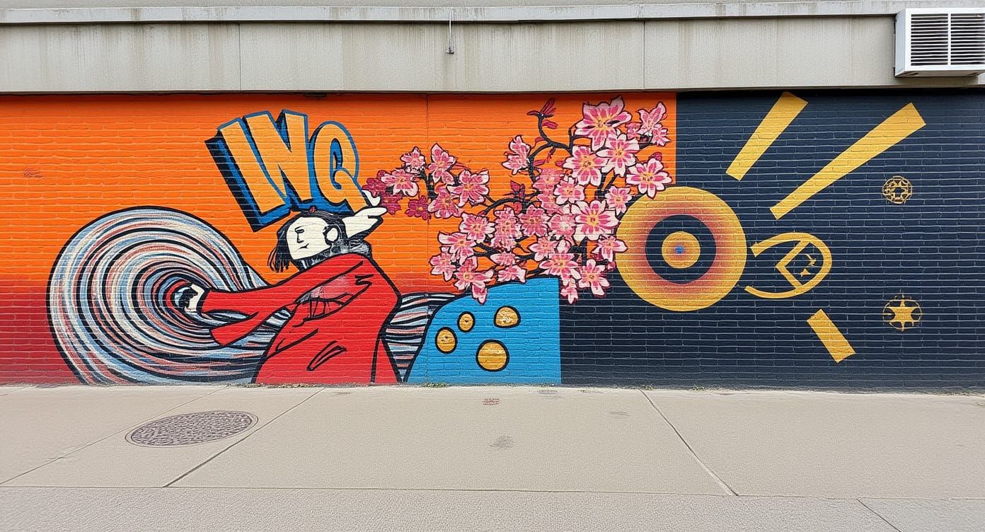 Graffiti Mural Fusion: INQ Mobile Meets Japanese Art
