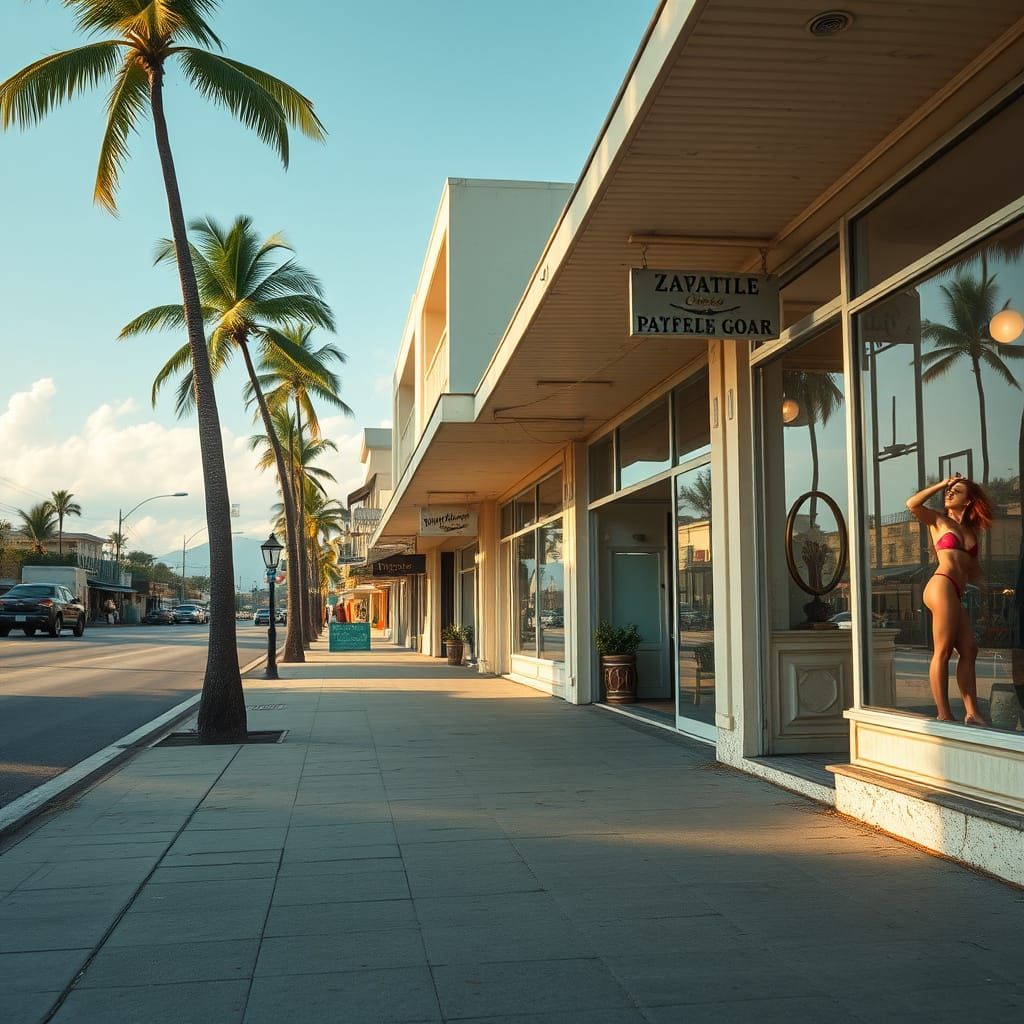 Sunny Hawaiian Street with Pin-Up Chaos