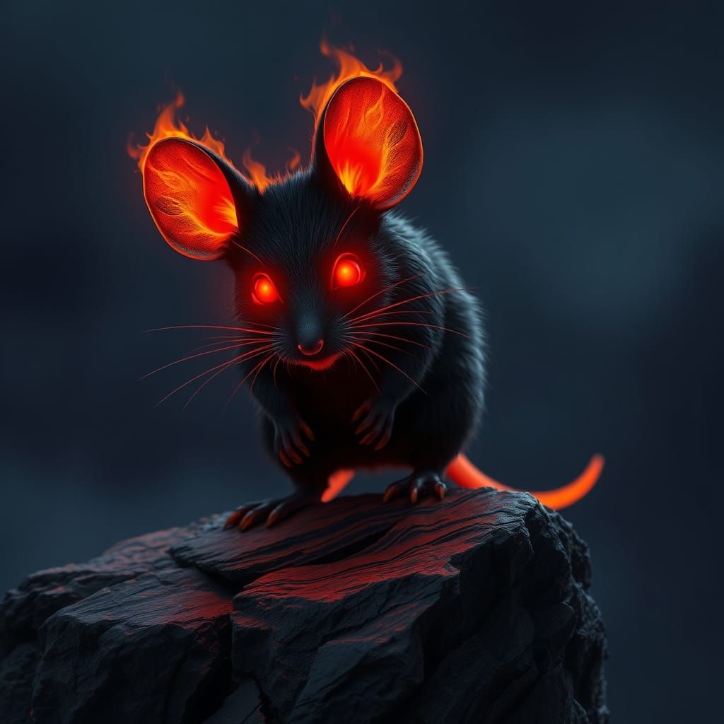 Mysterious Fire-Scarred Mouse Stands Vigilant on Rocky Outcr...