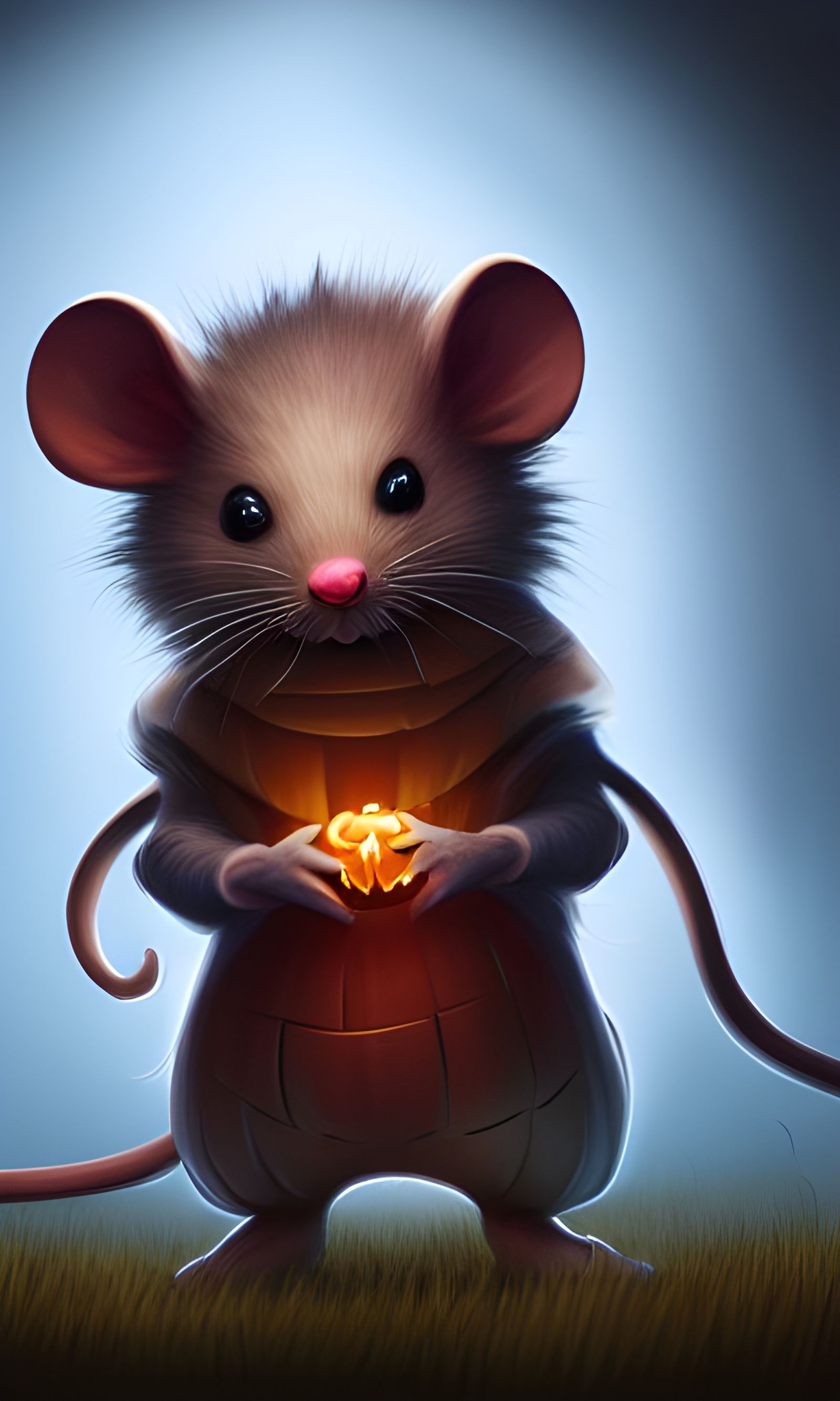 Adorable Halloween Mouse Digital Art Illustration