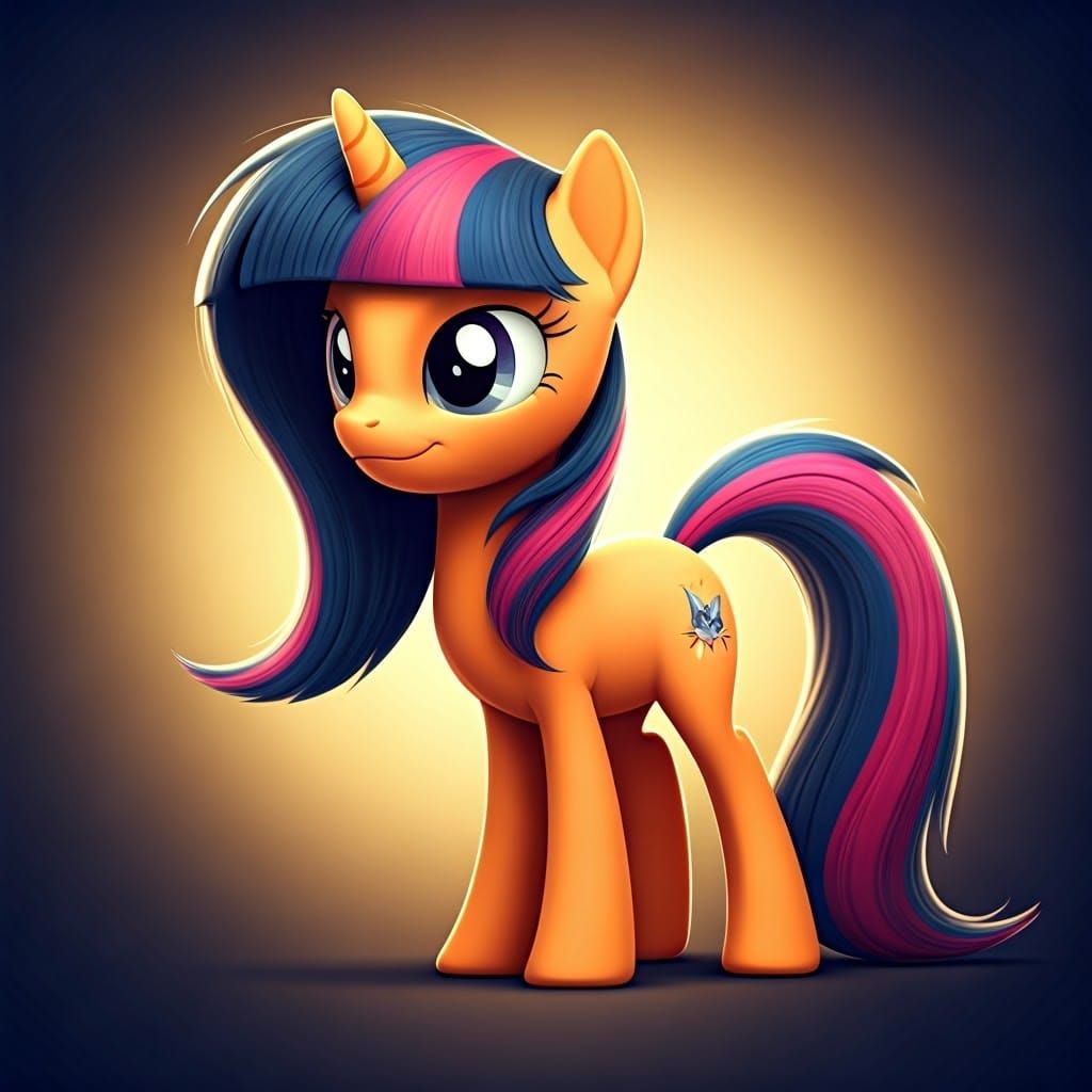 Vibrant Orange Pony in Dynamic 3D Digital Art Style