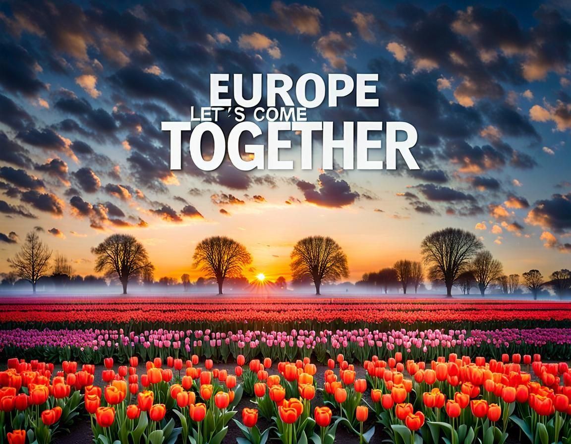 Dutch Tulip Field with Sky Message, National Geographic Styl...