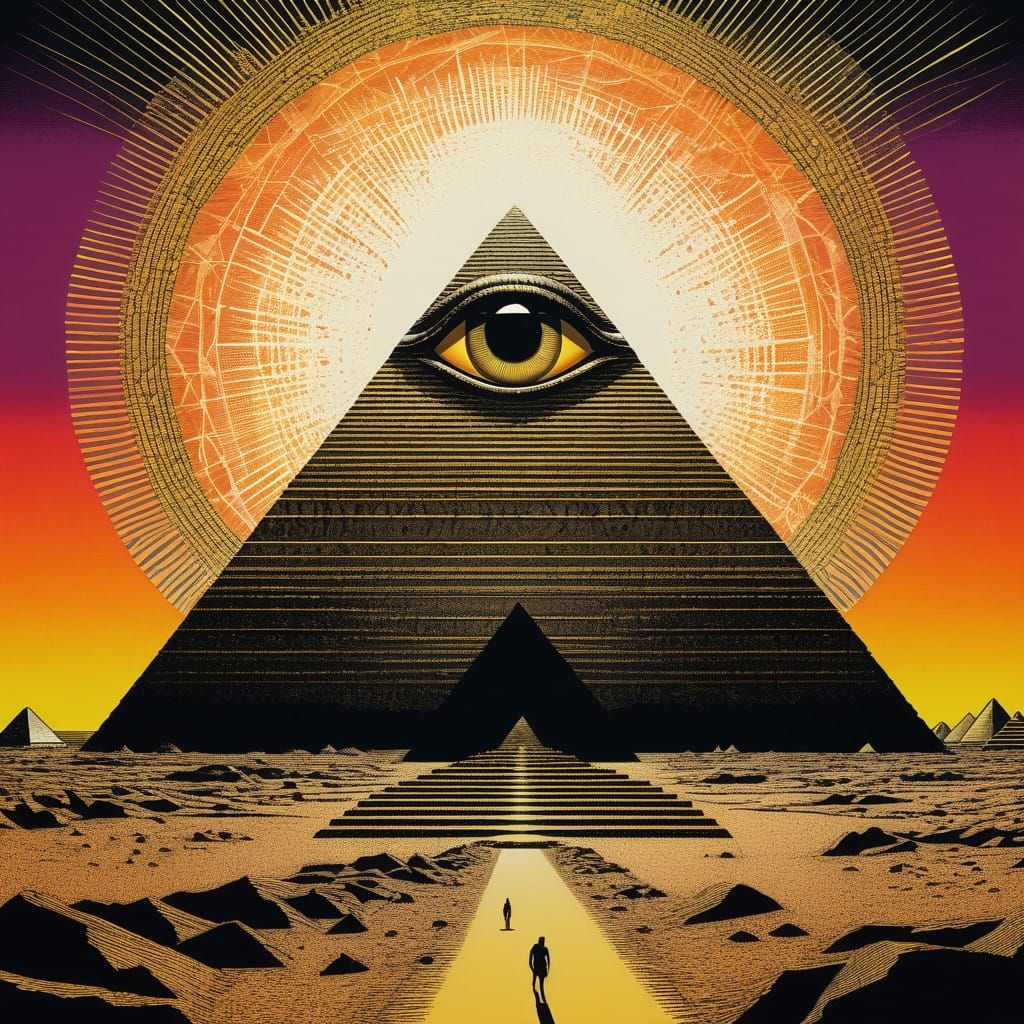 Egyptian Pyramids in Fractal Glory with Surreal Trompe L'Oei...