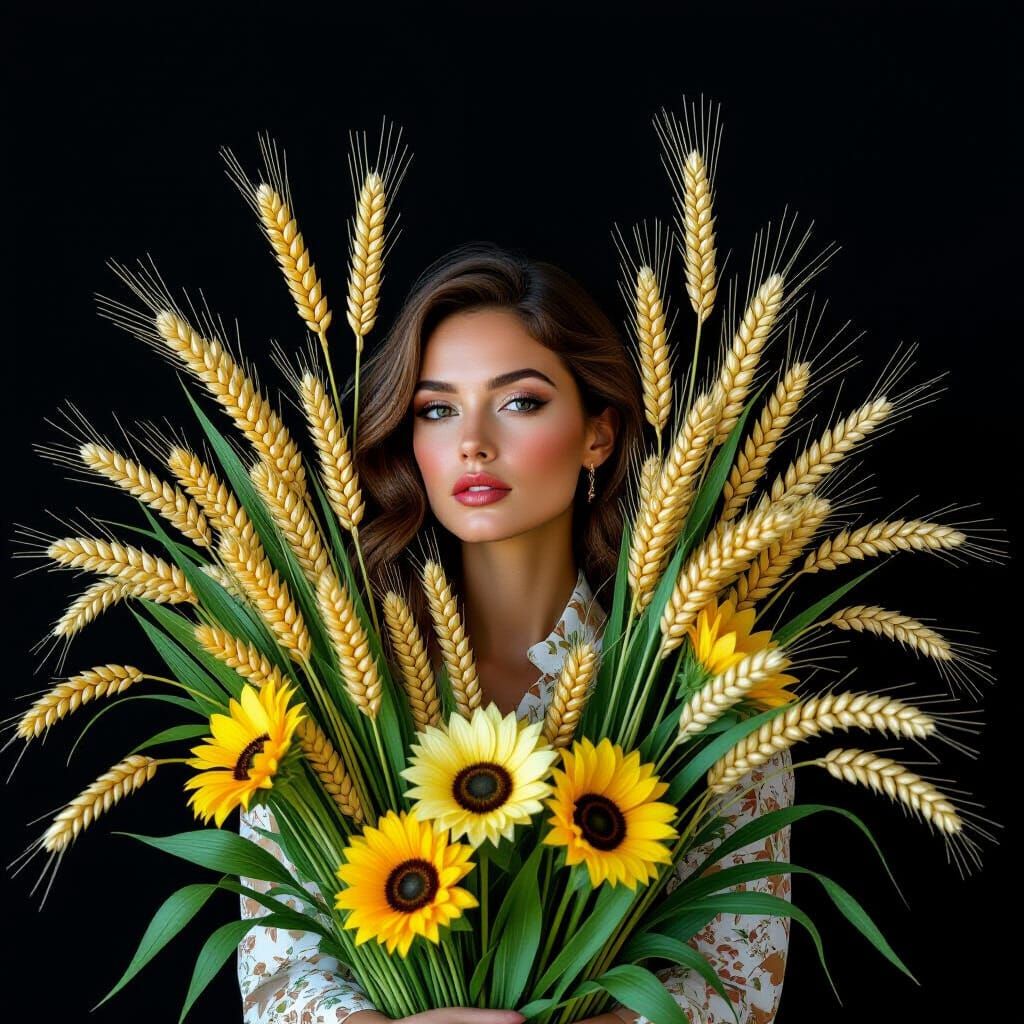 Botanical Still Life with Woman in Impressionistic Style