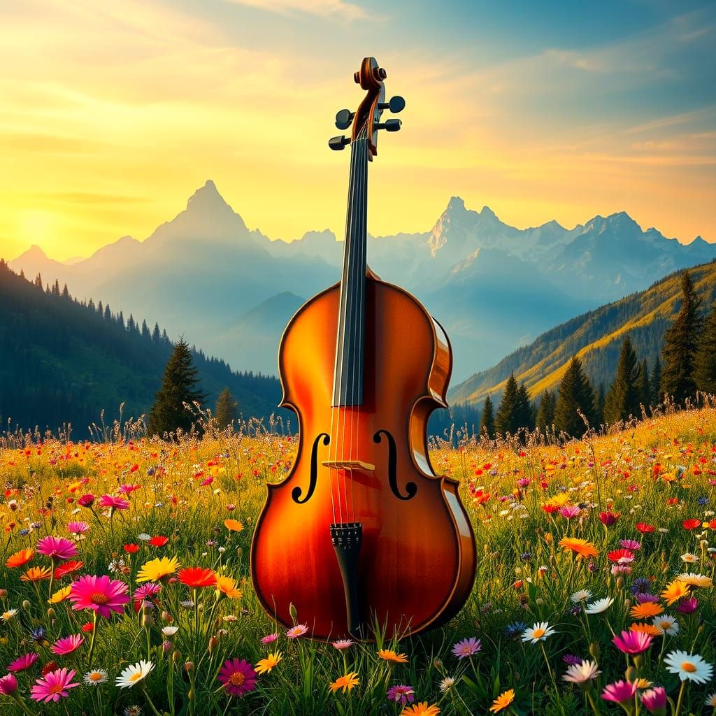 A Majestic Cello Blooms in a Mountain Meadow