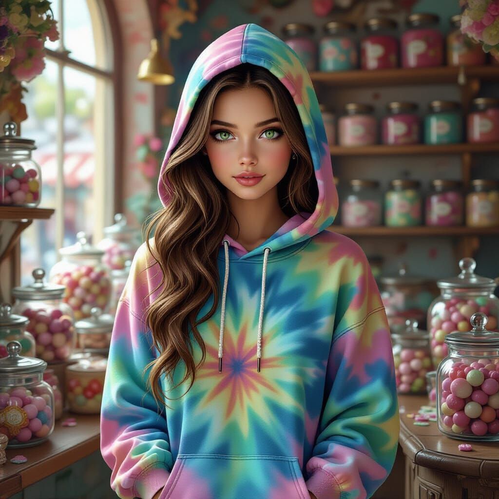 Blue-Skinned Girl in a Candy Shop, as Digital Art