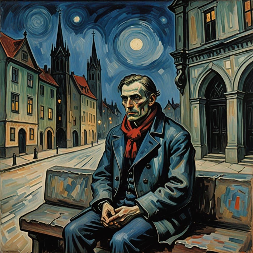 Anarchist Musician in Muted Blues, Inspired by Picasso's Blu...