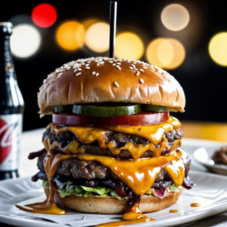 Super Deluxe Double Cheeseburger with a Side of Onionrings a...