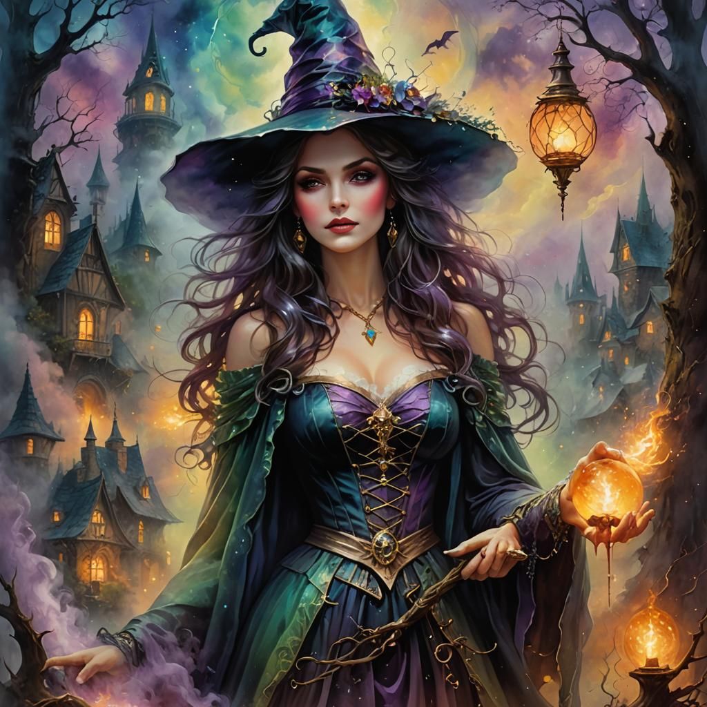 Magical Witch Woman in Ethereal Fantasy Style