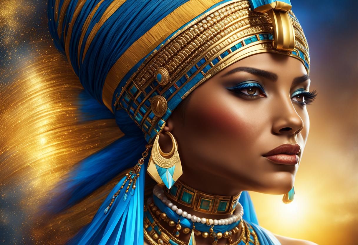 Egyptian Woman Portrait with Gold Headdress