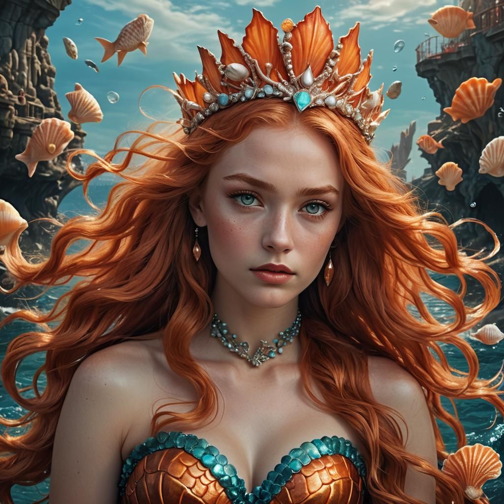 Russian Mermaid Superheroine with Seashell Costume