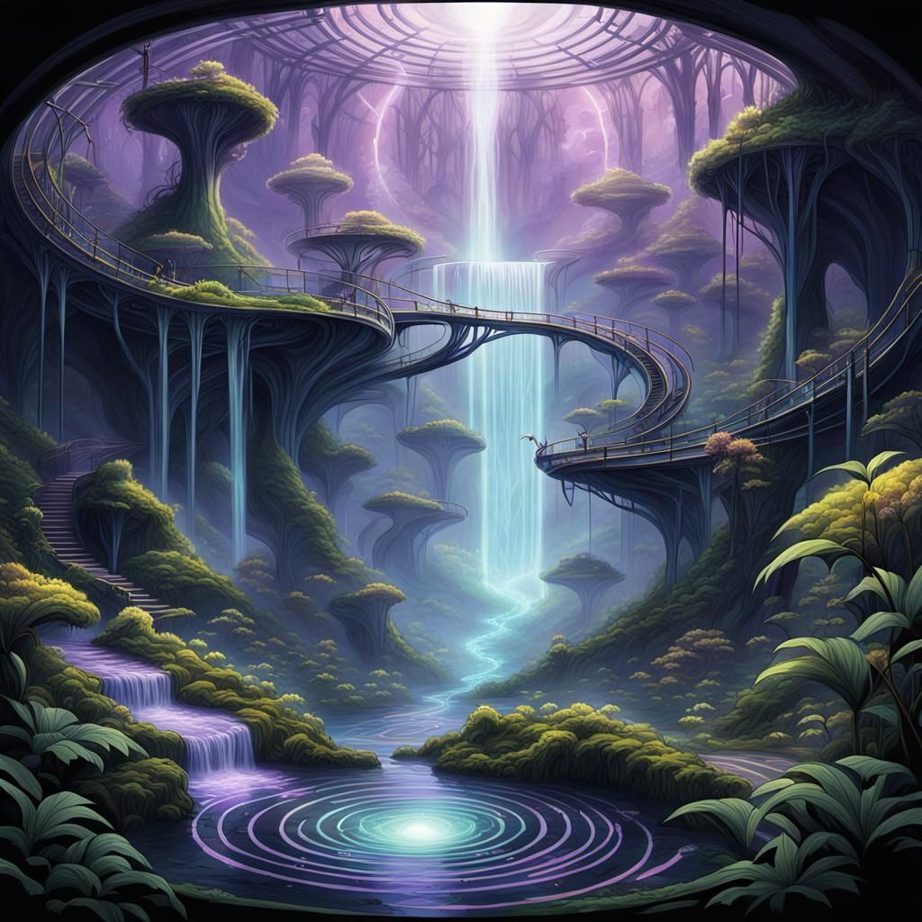 Dark Fantasy Jungle Portal with Ethereal Energy
