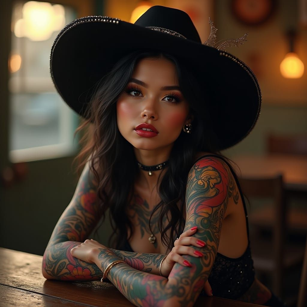 Surreal Portrait of a Young Woman in Cyberpunk Style