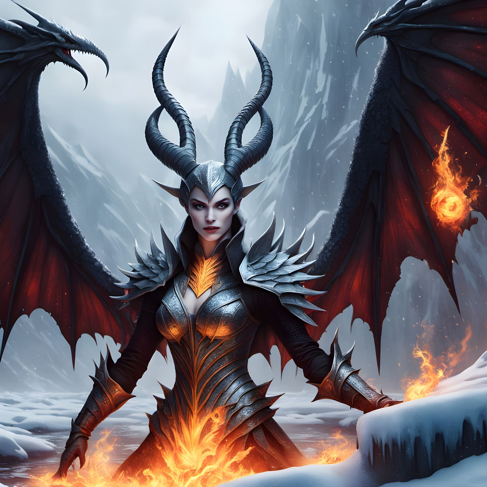 Epic Battle of Ice and Fire Queens in Snowy Vortex