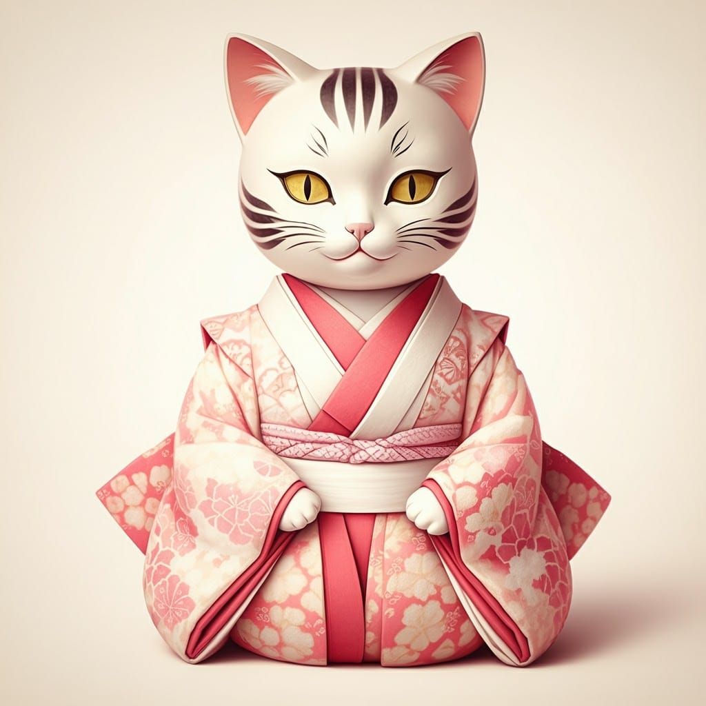 Serene Hime Daruma Doll in Manga Style