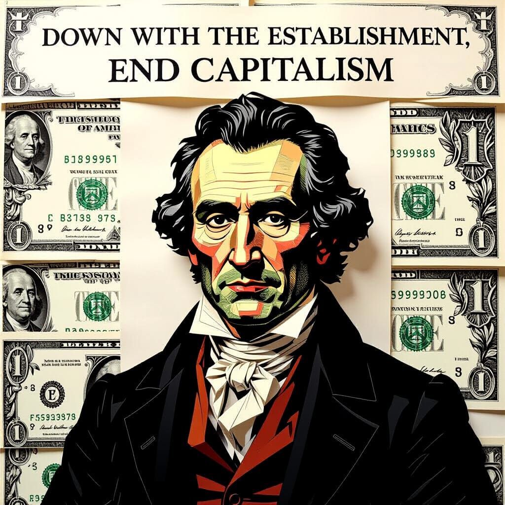 Papier-Mâché Portrait Made of Money