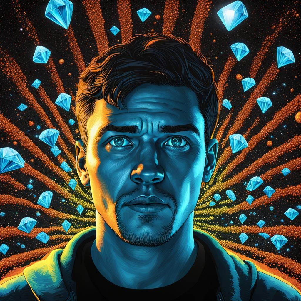 Colorful Male Portrait in Hyperrealistic Style