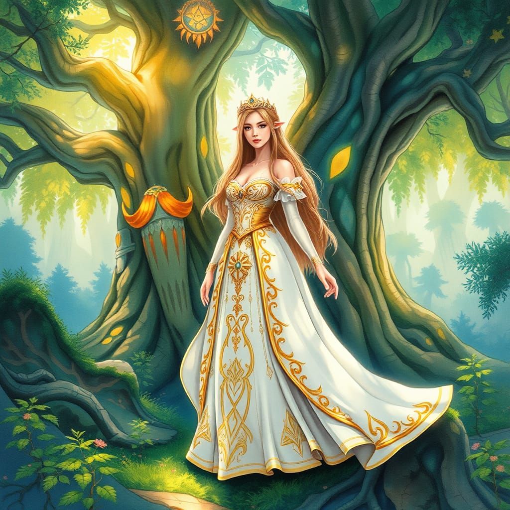 Princess Zelda in Ethereal Watercolor Fantasy Art