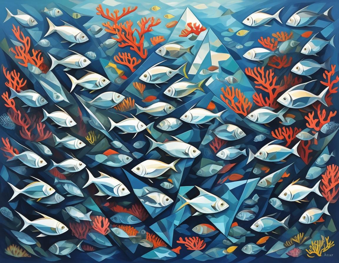 Cubist Fish School in Coral Reef